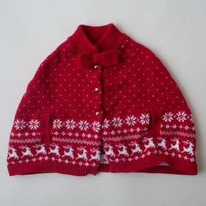 Janie and Jack Fair Isle Red Sweater Baby Shawl